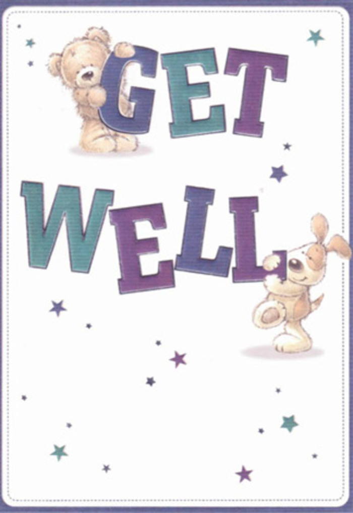 This cheerful get well card, reminiscent of the morning light streaming through Surrey Quays Park, radiates pure encouragement with its endearing artistry. At the centre, a lovingly depicted teddy bear and a spirited puppy-each softly shaded with a gentle brush-infuse the image with the innocence of lifelong friends. Playful starbursts in shades of sapphire and iris dance around them, carrying wishes of hope like the laughter that sparkles along Rotherhithe Street. The bold typography, rendered in gradients of indigo, teal, and lavender, grounds the scene in cheerful optimism-the letters nearly leaping from the page with their exuberance. The tactile softness of the bear's fur and the velvety sweep of the pup's ears invite the imagination to reach out and feel, much as a fresh petal draws the touch. This visual composition, akin to a thoughtfully arranged floral gift assembled by a local florist, is crafted to brighten the spirit of any recipient, whether delivered to a cozy flat just off Brunel Road or further afield. Its gentle palette and radiant mood make it a compassionate gesture of comfort, ready to accompany warm wishes and smiles across Rotherhithe.